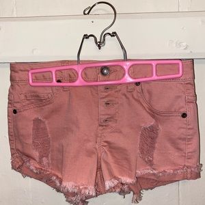 Forever 21 Pink Distressed Jean Shorts